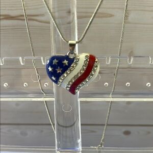 Heart Pendant Necklace with American Flag Design